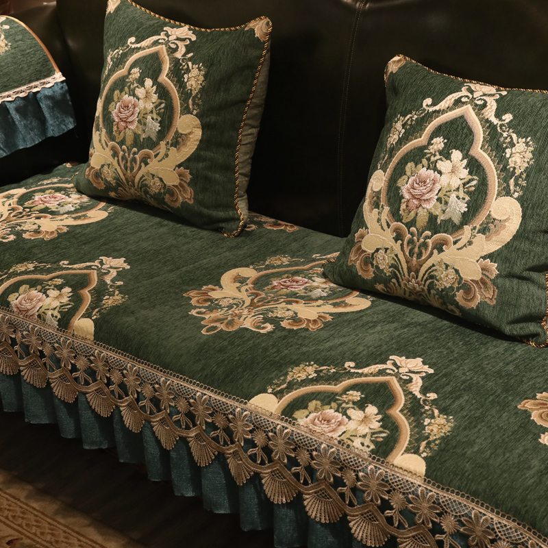 European sofa cushion cover high-end luxury fabric living room leather four seasons universal Nordic non-slip cushion cover American