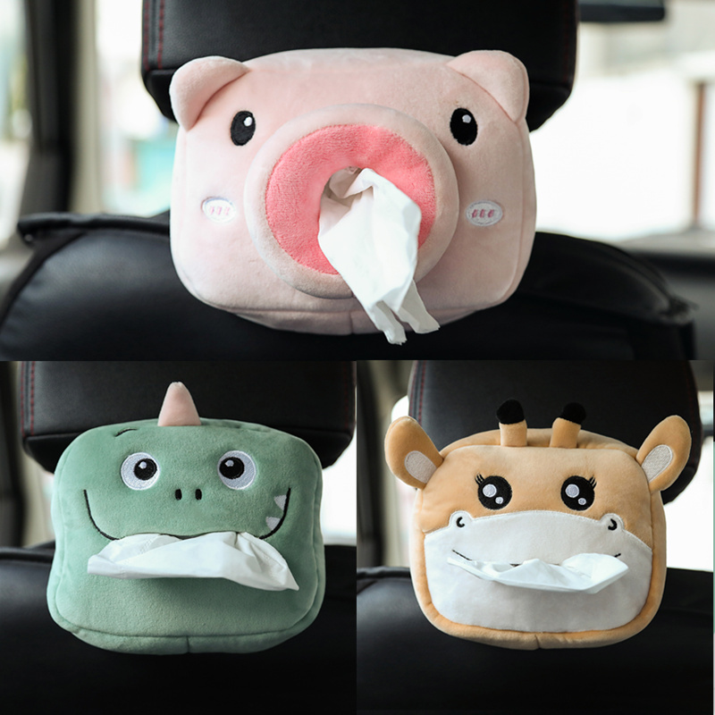 Car Tissue Box Holder, Car Seat Back Hanging Armrest Box, Creative Cartoon Cute Internet-Famous Car Interior Accessories