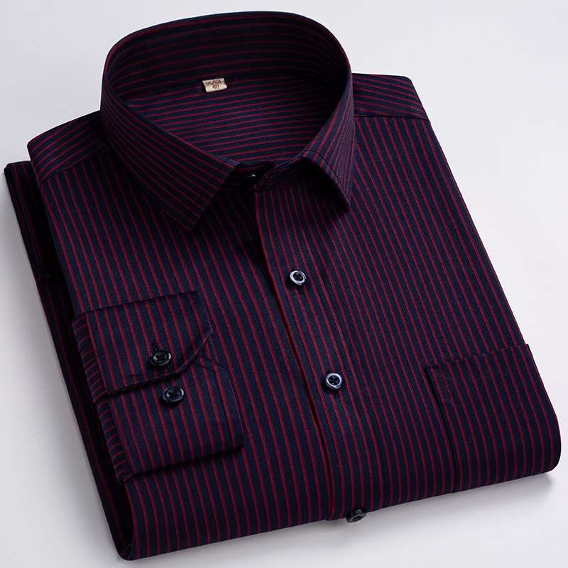 Men's Business Shirt, Long-Sleeved, Striped, Professional Attire, Stylish Casual Work Shirt, Ample Stock 1301-G82-P30