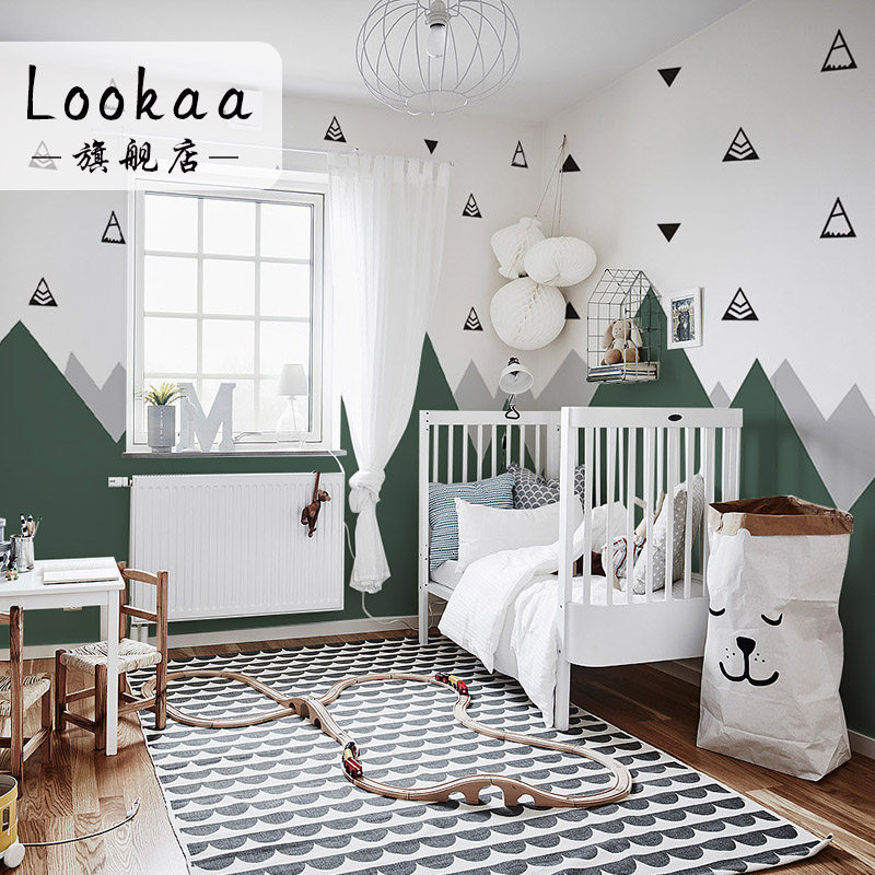 Children Room Wall Bum Nordic Style Seamless Boy Bedroom Unwoven Fabric Wallpaper Custom Cartoon Modern Minimalist Wallpaper