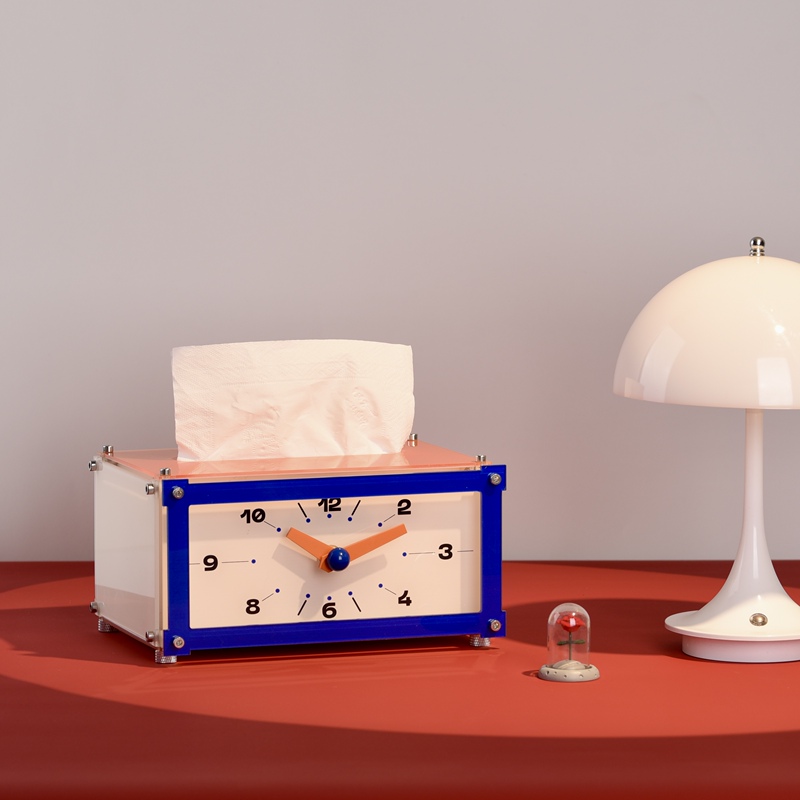 Clock Display-Style Timetable, High-Quality Tissue Box, Bedside Desktop Creative Small Clock Ornament, Clock Display Stand