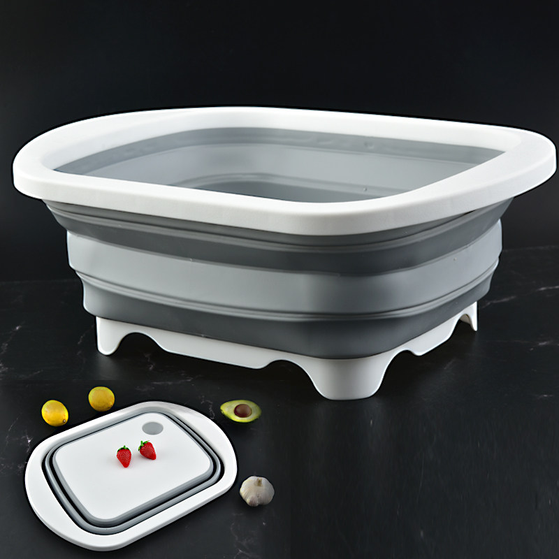 Three-in-one folding cutting board Amazon's new multi-functional cutting board sink drill plate filter drain basket washing vegetables