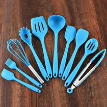Silicone kitchenware 10-piece set of soup spoon spatula spatula scraper egg beater food clip resistant to pasta high temperature color box packaging