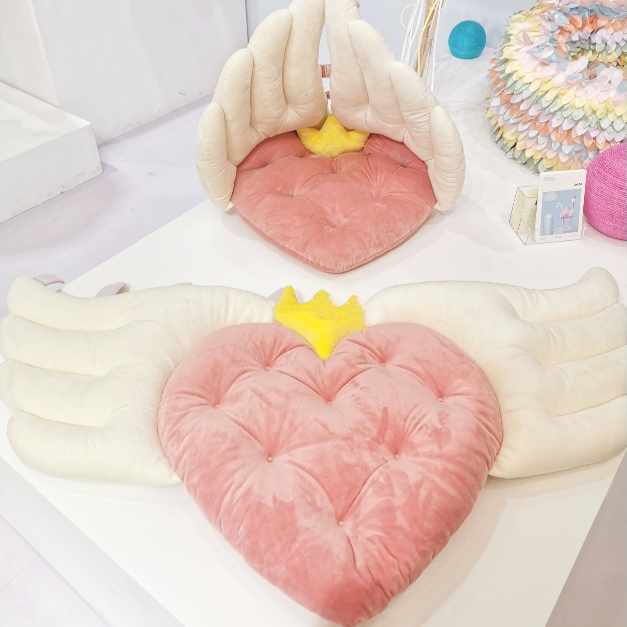 Asian Pet Girl Heart Dream Angel Pink Love Wings Angel Pillow Cat Nest Cushion