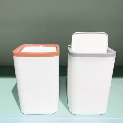 Love home selected Nordic ins fresh color matching fan you desktop trash can shake lid office bedside paper basket