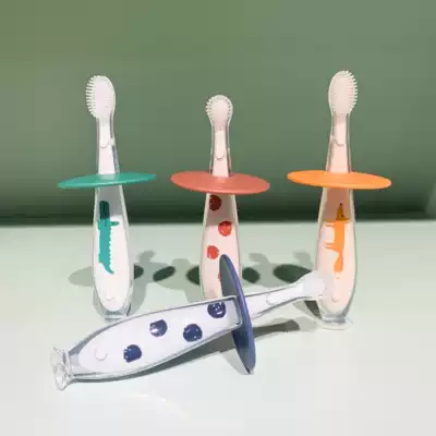 Love home preferred cartoon animal silicone anti-stuck throat children's toothbrush can be vertical toothbrush baby baby teeth cleaning