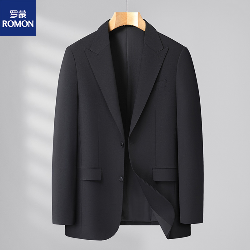 Romon Plus Size Suit Jacket for Men, Spring and Autumn Business Formal Wear, Loose Casual Suit Set for Men