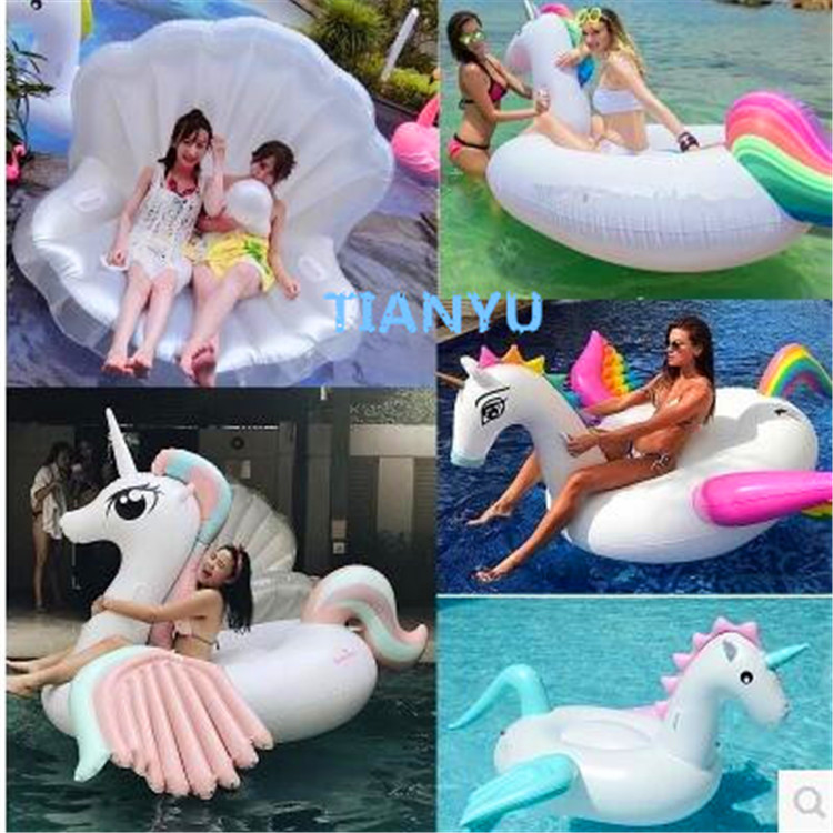 Swimming ring inflatable Pegasus floating row Pegasus floating bed white horse water mount reclining chair net red photo photography props