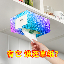 Wall-mounted toilet tissue box home toilet toilet creative Nordic waterproof punch-free upside-down drawing paper box