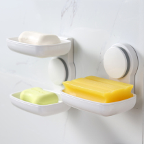 Soap box soap box suction cup wall-mounted drain toilet non-perforated soap rack rack double layer creative