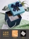 Синий 【103-23T Square Hand Gift Box】 (дайте Rafia + Greeting Card)