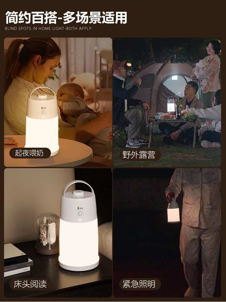 Portable Night Light, Human Body Sensor Light, Portable Outdoor Camping Atmosphere Light, Emergency Lighting, Bedroom Sleep Bedside Light