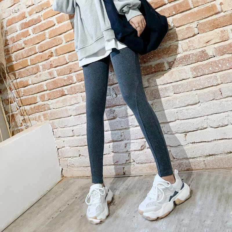 2021 Spring and Autumn Han edition of pure cotton threaded pants spliced up high - bowl pants outside wearing a thin nine - point pants