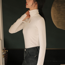 Thickened White Modale Stacked Pile High Collar Open Fork Long Sleeve 100 Hitch Undershirt Female Autumn Winter to get a velvety.