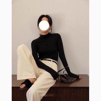 Nude-Feel Skin-Friendly Upgraded Version of Meiyabi Versatile Half-Turtleneck Base Layer Top for Women, a Must-Have for Autumn and Winter