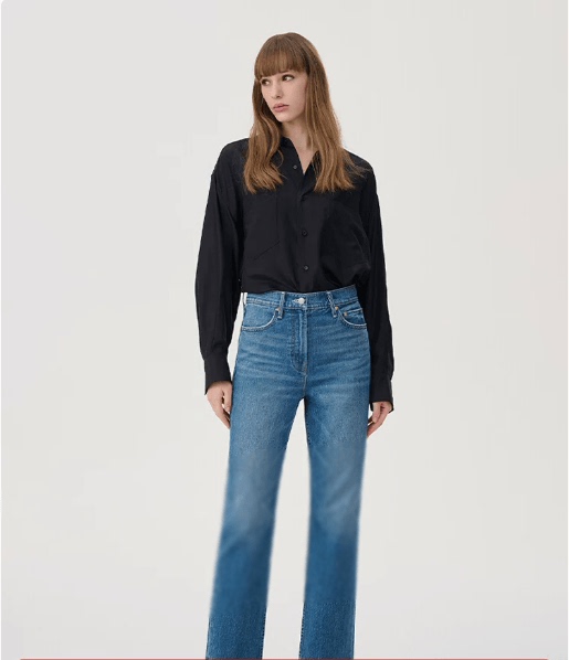 Practical and Stylish Straight-Leg Cotton Stretch Jeans 1283
