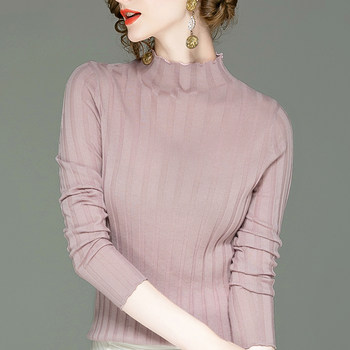 Soft and Waxy Fine Wool Sweater, Half Turtleneck Bottoming Shirt, Women's Long-Sleeved Sweater, Knitted Sweater