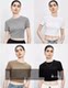 The Word-Of-Mouth Is Just Need to Be Multi-Color Original Upgraded Wheat Ear Embroidery Elastic Body Shaping Slimming Look High-Waist Fashionable Short T-Shirt
