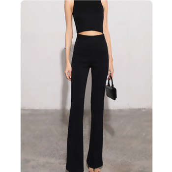 Versatile and Leg-Lengthening Slim-Fit Flared Suit Pants, Straight-Leg Long Pants for Women, Simple Black