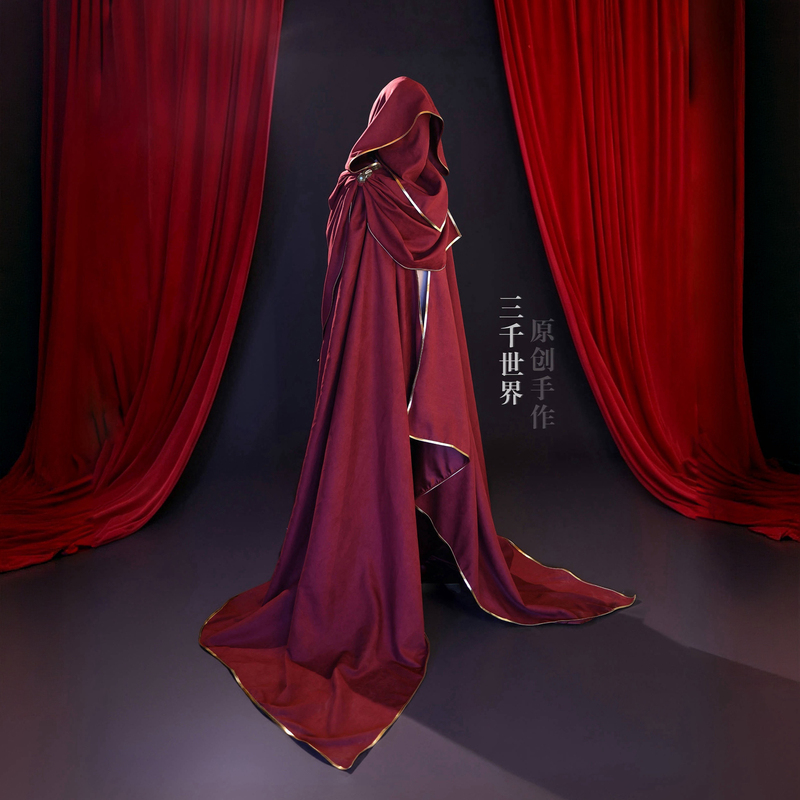 Original Medieval Kamen Rider Gold-Edged Hooded Unisex Retro-Style Drama Stage Performance Oversized Cape