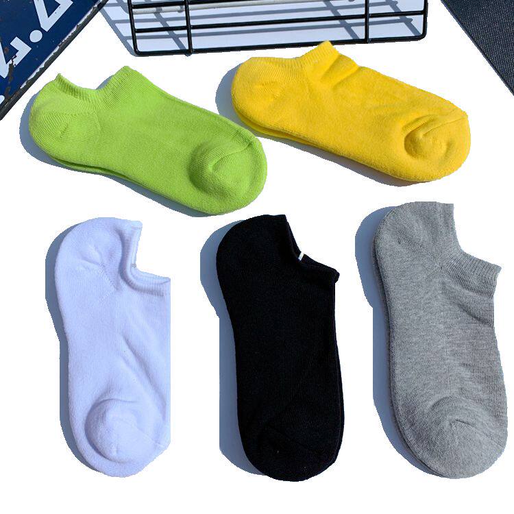 5 pairs of content dragon solid color sweat-absorbing men's socks white gray black green sports socks wild personality towel thickened invisible socks