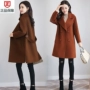 Gió Hepburn cộng với áo len cashmere cotton nữ mùa thu và mùa đông mới kích thước lớn lỏng lẻo mỏng mỏng áo len ngắn áo khoác lông cừu nữ