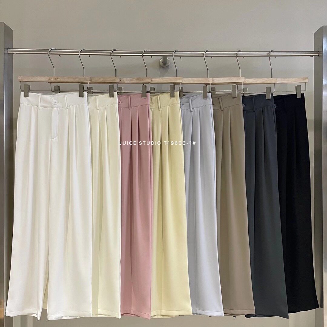 JUICE Juice T19606 Spring and Summer New High Waist Feeling Super Trousers Casual Coffee Broadleg Pants