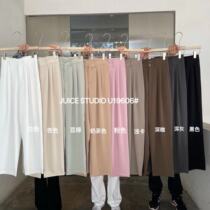 juice 2022 spring autumn broadlegged pants woman high waist pituitary feeling black loose with tug casual 90% straight cylinder long pants
