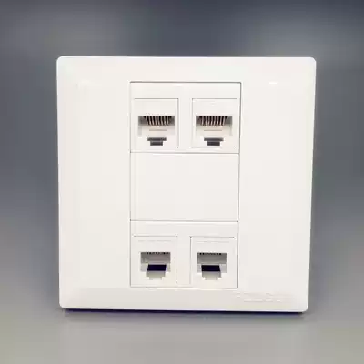 Dual phone, dual computer socket, quadruple 4-port network information plus telephone line interface switch panel concealed 86 type