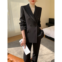 Black Professional Suit Suit Woman Superior Temperament Goddess Van Zheng Clothing Workplace Casual Yinglun Wind High-end West Suit