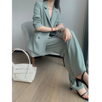 Wide leg pants suit suit suit female English style 2021 spring and autumn Korean temperament leisure fashion fried street Imperial sister small suit