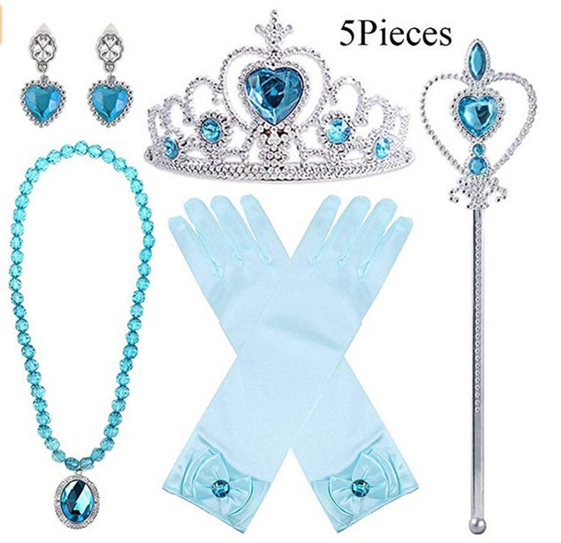 Crown Tiara Children's New Style Girls' Magic Wand Hair Accessory Set Princess Performance Crown Necklace Aisha Gloves