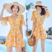 Swimsuit women cover belly thin conservative conjoined fashion popular Korean ins swimsuit 2021 new hot spring swimsuit