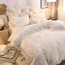 Winter plus velvet sheets quilt cover coral Velvet crystal velvet four-piece padded winter bed skirt flannel bedding