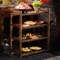 Vegetable rack multi-layer hot pot restaurant special vegetable shelf commercial solid wood restaurant kitchen barbecue tray shelf