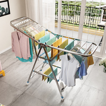 Stainless steel drying rack floor-to-ceiling folding bedroom household clothes Bar cool balcony simple baby hanging clothes shelf