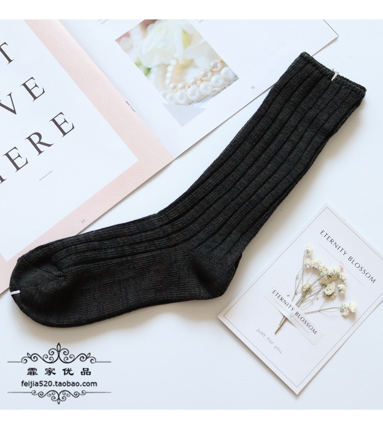 F195 Tất nữ Nhật Bản / vớ nữ mùa thu và mùa đông vớ len dày cô gái vớ retro vớ cao vớ tất trắng