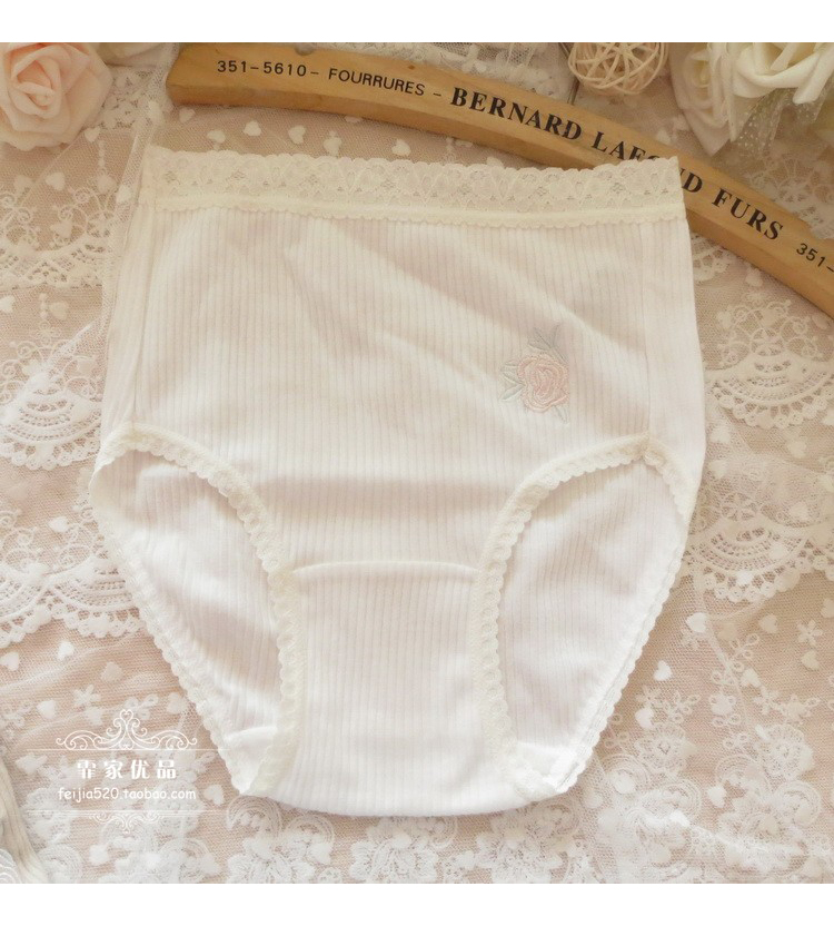 K16 xuất khẩu Nhật Bản đặt hàng Bà mẹ cao eo cotton thêu liền khối đồ lót màu M / L / LL / 3L / 4L quần lót cạp cao