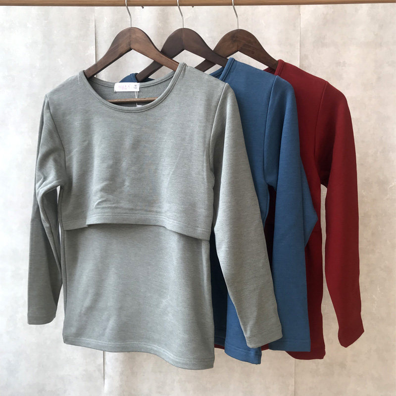Derong pregnant women's thermal underwear thickened and velvet during pregnancy autumn clothing bottoming hot confinement breastfeeding breastfeeding top