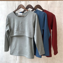 De Ron pregnant womens thermal underwear thickened plus velvet pregnancy autumn clothing bottoming hot moon horizontal open breast-feeding jacket