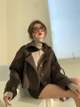 MXU Japanese mixed color wool twine winter fashion three-dimensional cut two-piece niche design feel woolen suit women