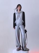 MXU Splicing Art 2022 Springtime New Fashion Show Slim Paper Man Crashes with Hat Guard Pants Two Sets