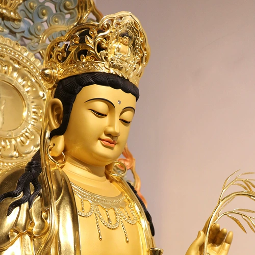 三漫陀 Медные наклейки в Золотой Западной Будде Статуя Западного святилища, внутренняя цветная живопись Амитабха Будда Гуаньян Бодхисаттва Статуя