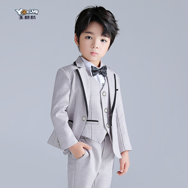 Boy suit spring and autumn handsome boy flower dress piano show children baby boy suit
