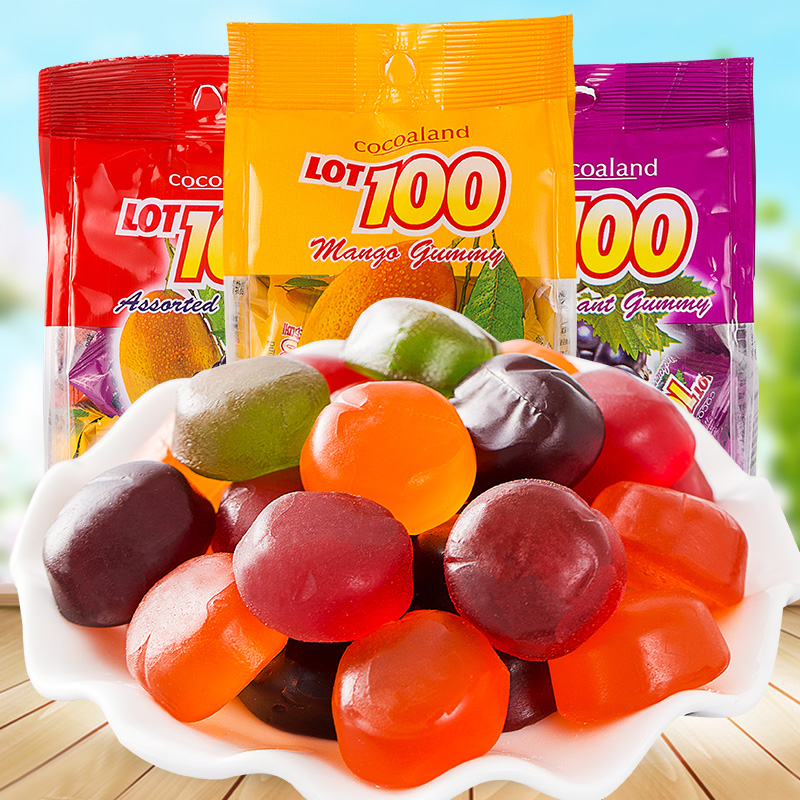 Malaysia 100 fruit juice fudge 320g*2 bags Net Red leisure imported wedding candy candy snack products