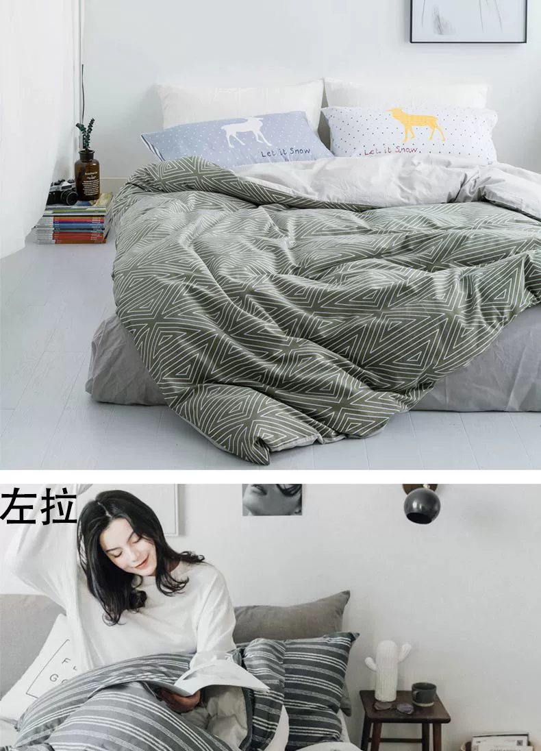 Đơn giản đơn rắn sọc trắng tro lưới quilt Bắc Âu đơn mảnh đôi bông 2m 1.8m đơn - Quilt Covers 	chăn phao giá rẻ