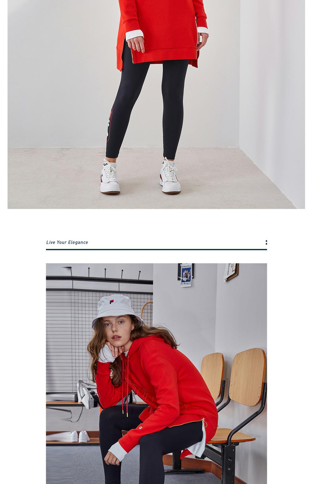 Áo len nữ Fila Fila 2019 xuân mới có khóa kéo có thể được phân chia trong chiếc áo len dài trùm đầu cho nữ - Thể thao lông cừu / jumper áo đôi thu đông