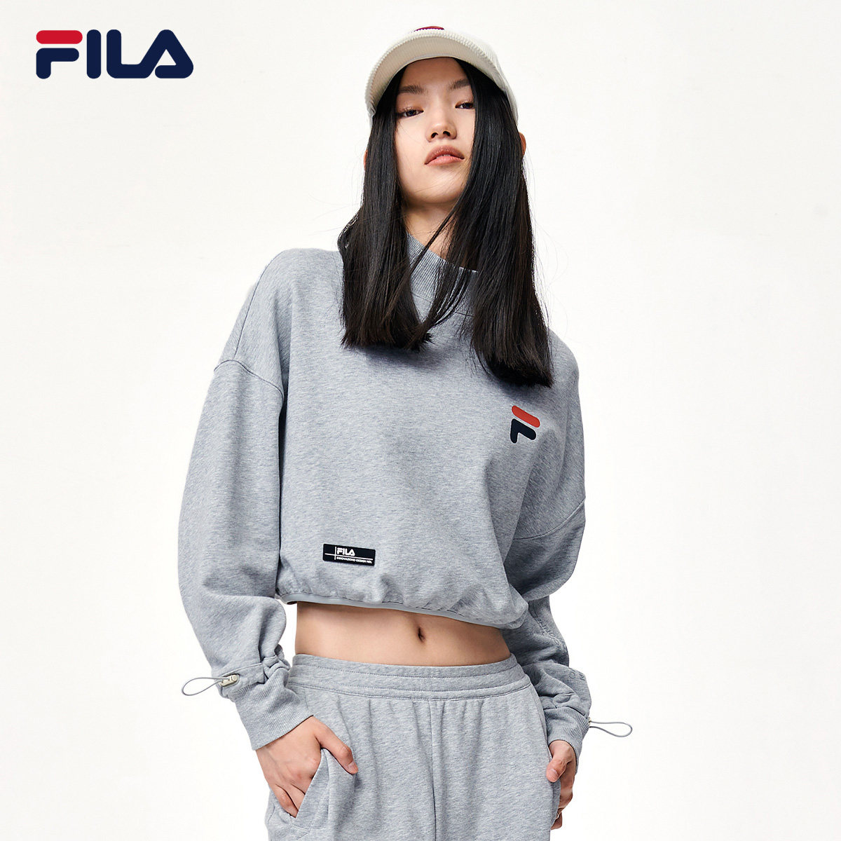 ILA Philo Official Women's Pullover 2022 Spring New Casual Trend Fashion Semi-High Neck Cropped