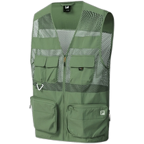 FILA Official Mens Woven Vest 2024 Summer New Outdoor Sports Multi-Pocket Loose Top