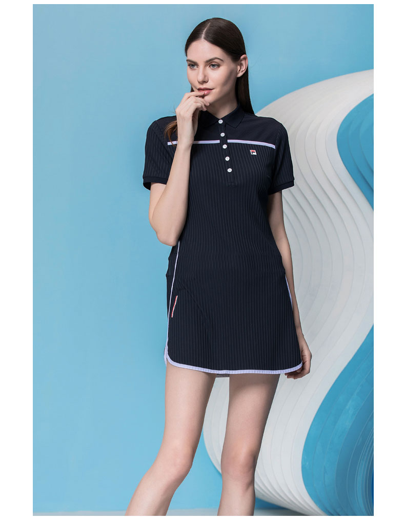 Fila Fila của phụ nữ thể thao dress 2018 mùa hè kinh doanh mới thanh lịch cuộc sống dress dài váy quần áo the thao nữ ngắn